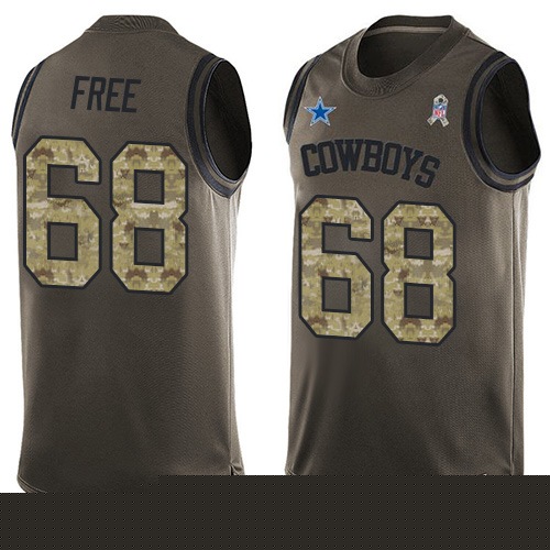 Men's Limited Doug Free Nike Jersey Green - #68 Salute to Service Tank Top NFL Dallas Cowboys